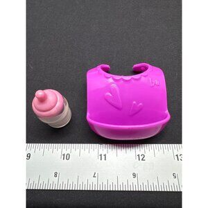 Baby Alive Miniature Doll Accessories Set: Pink Bib & Baby Bottle